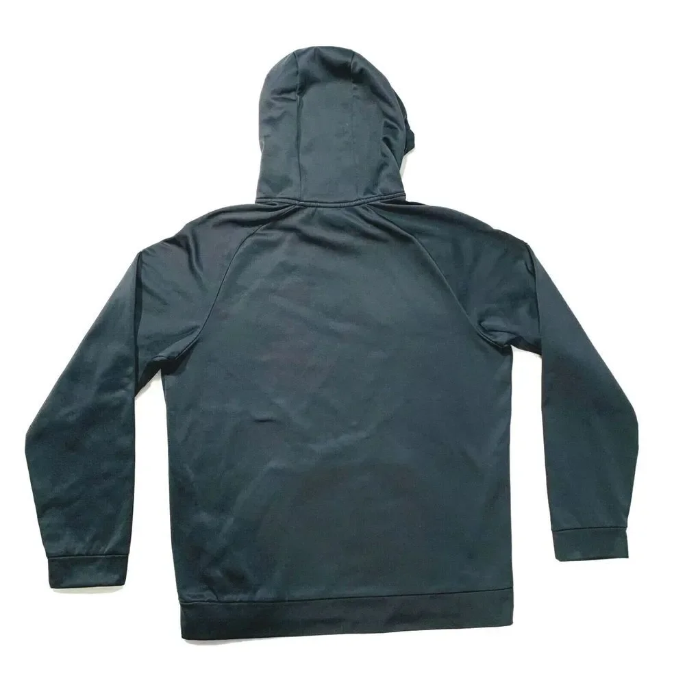 Nike Dri-Fit‎ Hoodie Sweatshirt Fleece Lined Relaxed Fit Swoosh Black Gray M EUC
